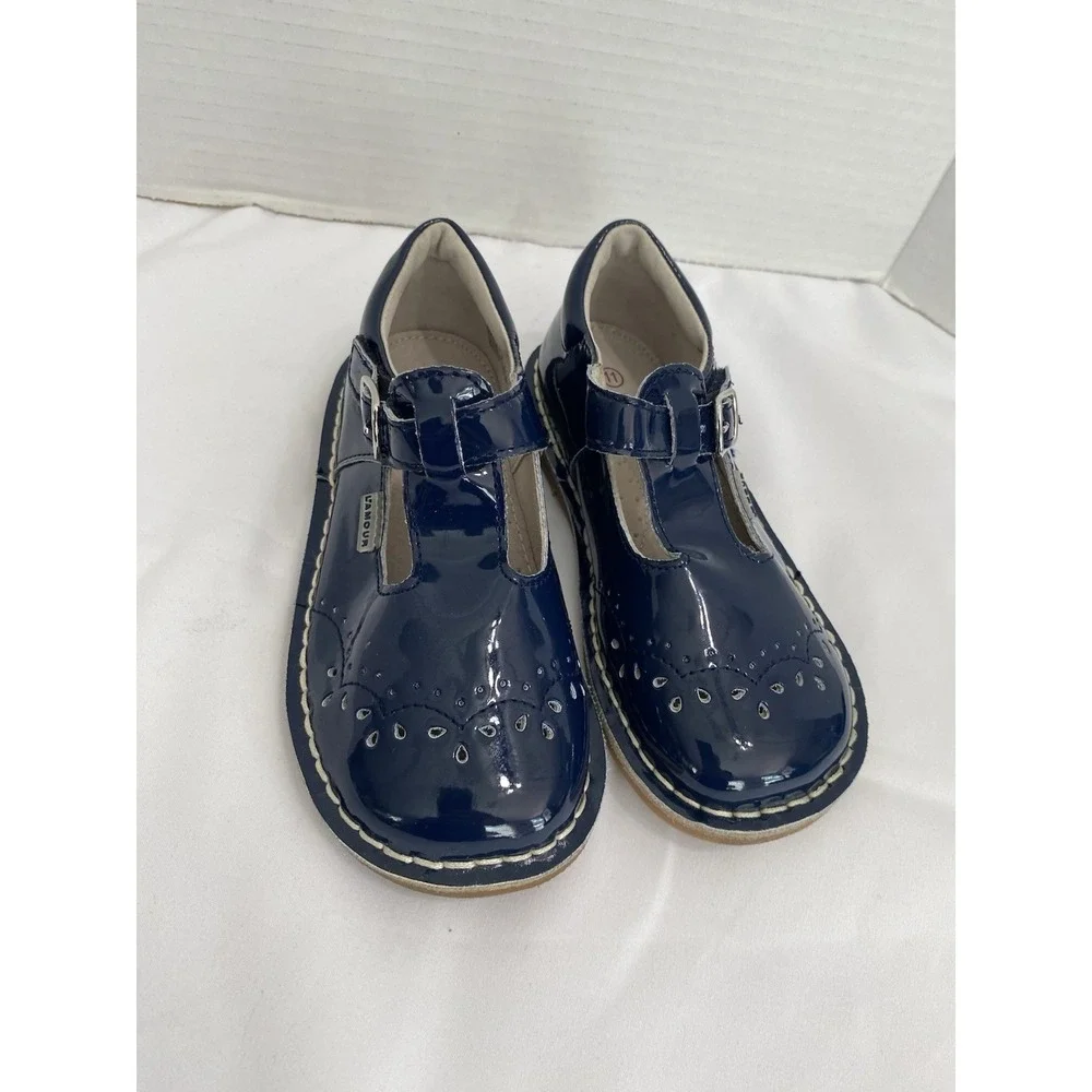 L'Amour Mary Jane Shoes Girls 11 Navy Blue Excellent T-Strap Brogue F-410